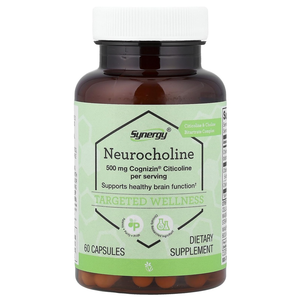 Vitacost Synergy Neurocholin med Cognizin Citicolin 500 Milligram Per Serving - 60 kapsler