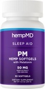 hempMD Hemp Melatonin Sleep Aid Softgels - 100% Natural Fast Acting Oil - Vegan Non GMO Gluten Free - Improved Formula for Deep Sleep with Relaxing Blend of Natural Herbs