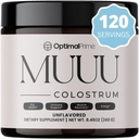 Optimal Prime - MUUU Bovine Colostrum supplement og superfood pulver til Gut sundhed, bloating, immunforsvar, hår, hud og negle Unflavored, 120 Serveringer