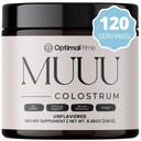 Optimal Prime - MUUU Bovine Colostrum supplement og superfood pulver til Gut sundhed, bloating, immunforsvar, hår, hud og negle Unflavored, 120 Serveringer