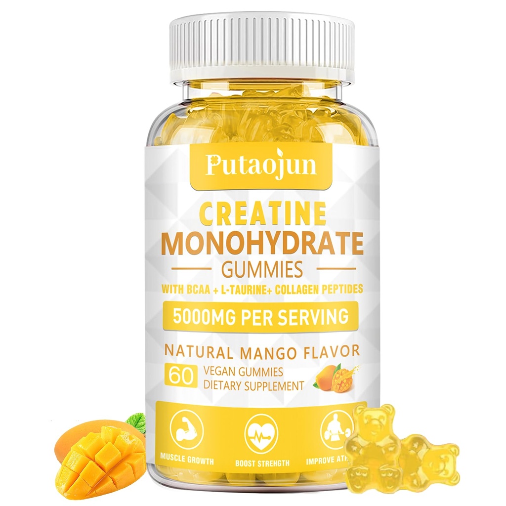 Creatinmonohydrat med vitaminer D3 & B12; sukkerfri hydrolyseret kollagen & creatinine gummies