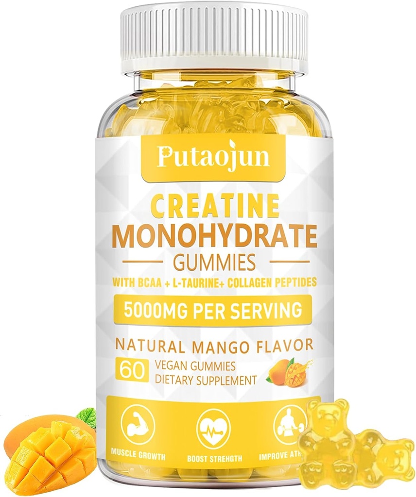 Creatinmonohydrat med vitaminer D3 & B12; sukkerfri hydrolyseret kollagen & creatinine gummies