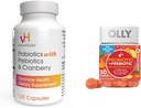 vH essentielle Probiotika med Prebiotika og Cranberry Feminine Health Capsules Bundle med OLLY Probiotic + Prebiotic Gummy fordøjelsesmiddel og Gut sundhed tyggetabletter supplement