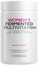 Kodeage kvinders daglige multivitamin, 25 + vitaminer og mineraler, gæret, økologiske hele fødevarer, Probiotika Supplement - vitamin A, B, C, D, E & K, Omega 3, Zink - Vegan - 120 Kapsler