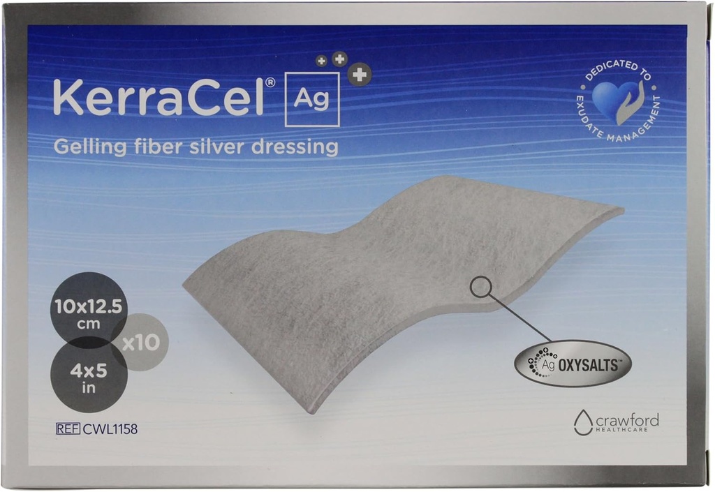 Ag 4 "x 5" Gelling Fiber Silver Want Dressing (CWL1158) - Absorber og isolater Sår Drainage og Kills Bakterier, Micro- Conturs to Wound Bed, vedligeholder sunde fugtighedsniveauer (Box af 10)