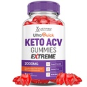 Ultra Quick Keto ACV Gummies Extreme 2000MG Ultraquick Keto Gummies Apple Cider Vinagar Formuleret med Pomegranate Beet Juice Powder B12 Vegan Non GMO 60 Gummys