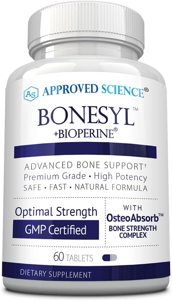 Godkendte Science Bonesyl - Styrker knoglerne, Limit Bone Density Tab - Opretholde samlet ben sundhed - K2, BioPerine, og Magnesium - 60 tabletter - Vegan - Made in USA