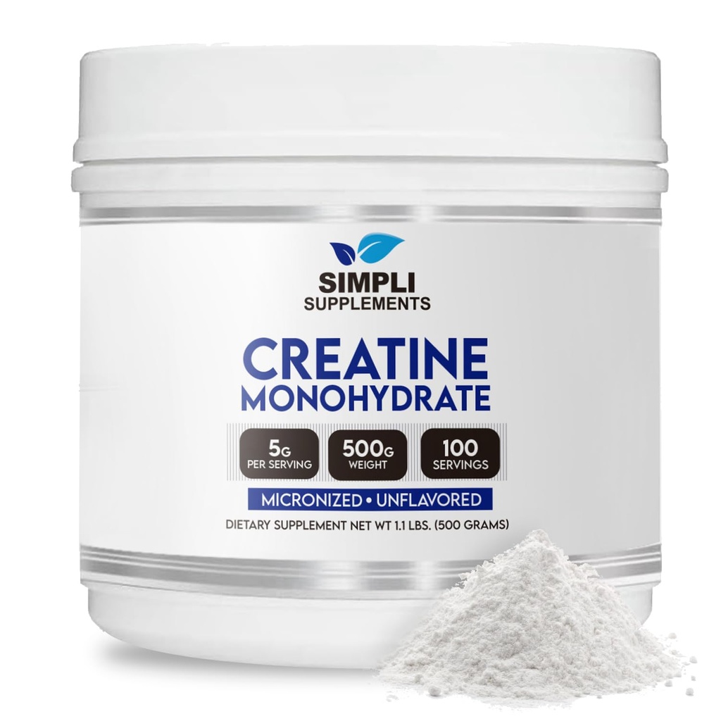 Premium Creatin monohydrat pulver 500g • 124; Bedste Creatin for mænd og kvinder • 124; Uflavored Creatin Nutritional Supplement for Muscle Building & Recovery • 124; Non- GMO & Vegan- Friendly • 124; Scooper inde