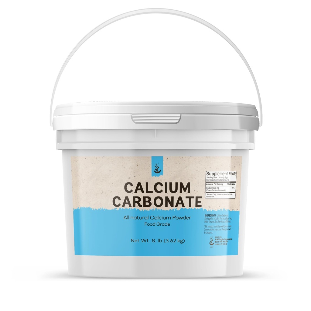 Pure Original Ingredienser Calcium Carbonat pulver (1 Gallon) Kosttilskud, Food Konserveringsmiddel, Genanvendelige Plastic Bucket
