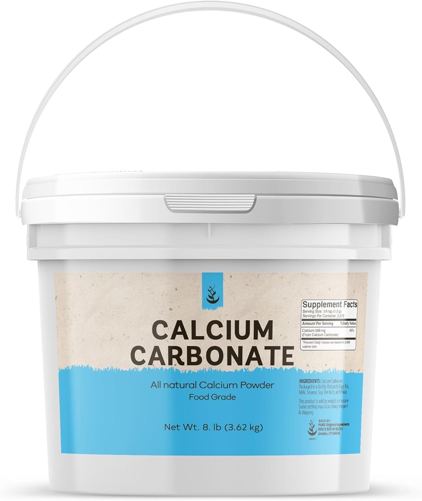 Pure Original Ingredienser Calcium Carbonat pulver (1 Gallon) Kosttilskud, Food Konserveringsmiddel, Genanvendelige Plastic Bucket