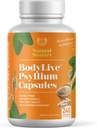 BodyLive Psyllium Husk Fiber Capsule Non- GMO 725mg, 240 Kapsler (1450mg / servering, 120 Servering) Supplement til kolon renlighed, regelmæssighed, sund fordøjelse, Prebiotic, Laxative, Heart Health