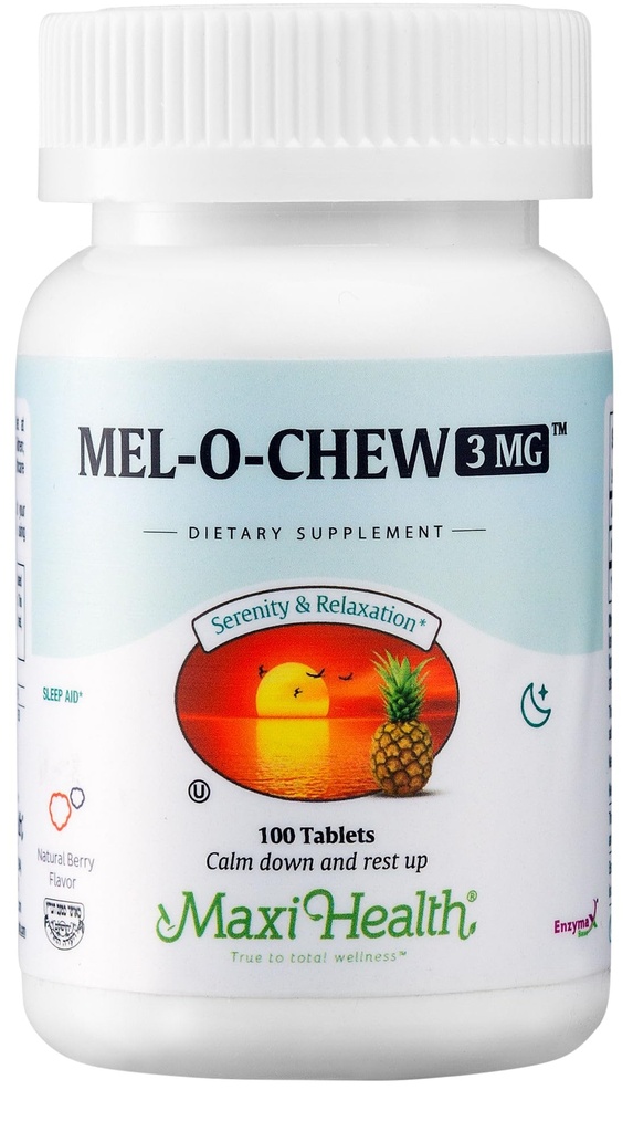 Maxi Health - Melatonin 3 mg til voksne og teenagere - Hjælp med at understøtte naturlig søvn med voksne & børn Melatonin - Ikke-Habit Forming Kosher Sleep Support Kosher (100 Enheder)