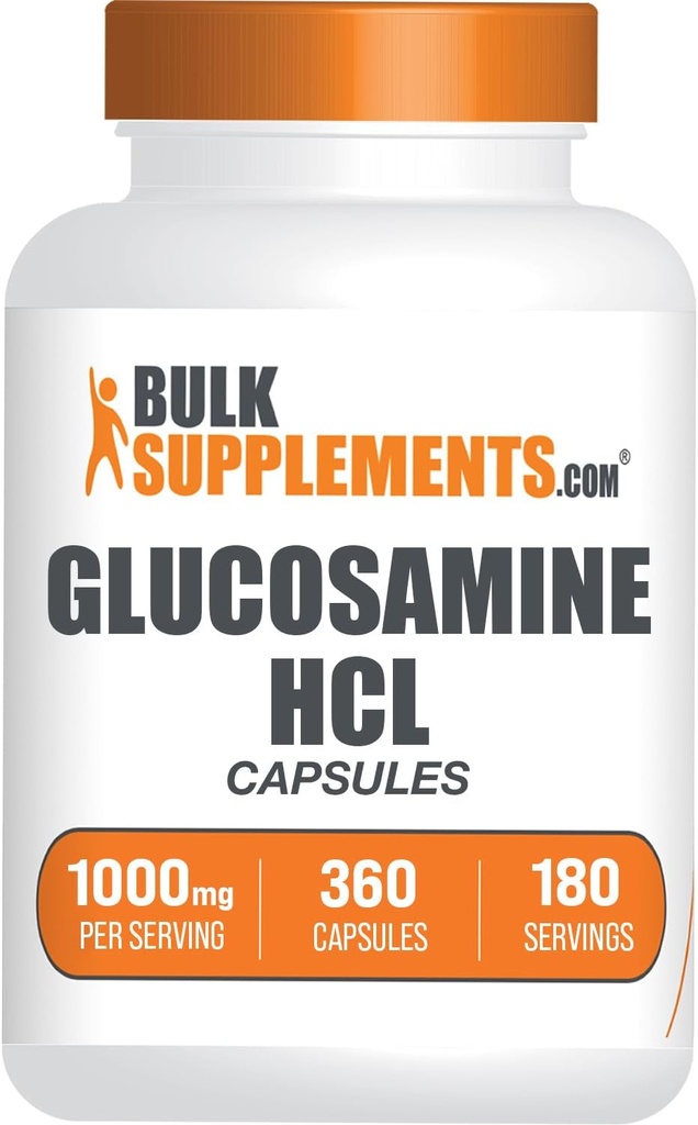BulkSupplements.com Glucosamin HCl Kapsler - Glucosamin Supplement, Nutritional Supplement - Gluten Free, 2 Kapsler per servering, 360 Count (pakke med 1)