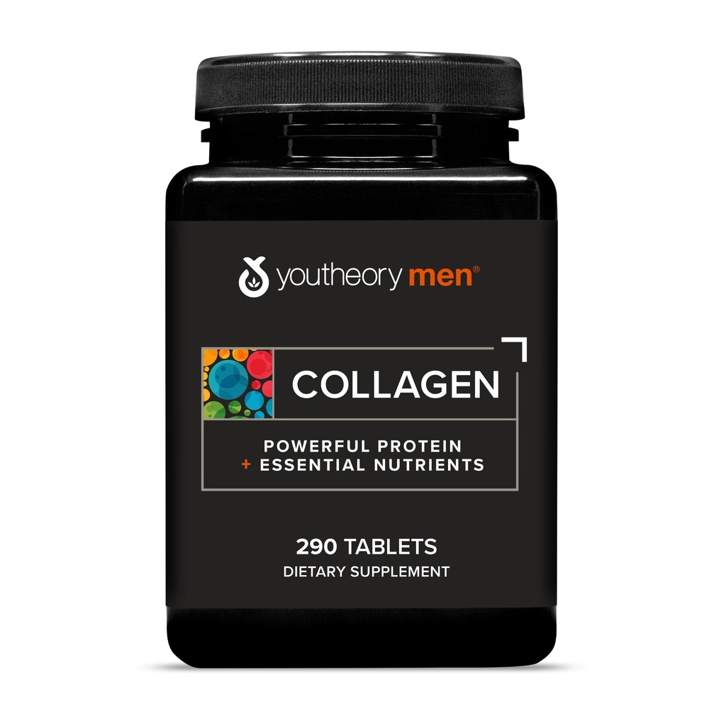 Youtory Herrecollagen - 5.000 mg - Dagligt kollagen tillæg for mænd - med 18 Aminosyrer - Joint, Knogler, Muskel, Hårvækst, Nail & Skin Support * - 290 tabletter (48 - Day Supply)
