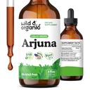 Wild & Organic Arjuna Bark Tinktur - Samlet velvære supplement - Alkohol- Free Liquid Drops - Terminalia Arjuna Bark Extract - Ingen sukker & tilsætningsstoffer, Non- GMO - 4 fl oz