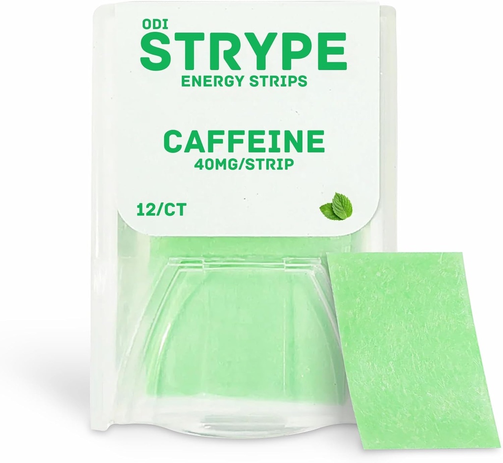 Energistriber (124; øjeblikkelig koffein i en strimmel) 124; 80mg pr Servering (124; Portable Koffein + Breature Mints) 124; Zero Calories & Zero Sugar (124; Spearmint Flavor) 124; 12 Strips pr. pakke
