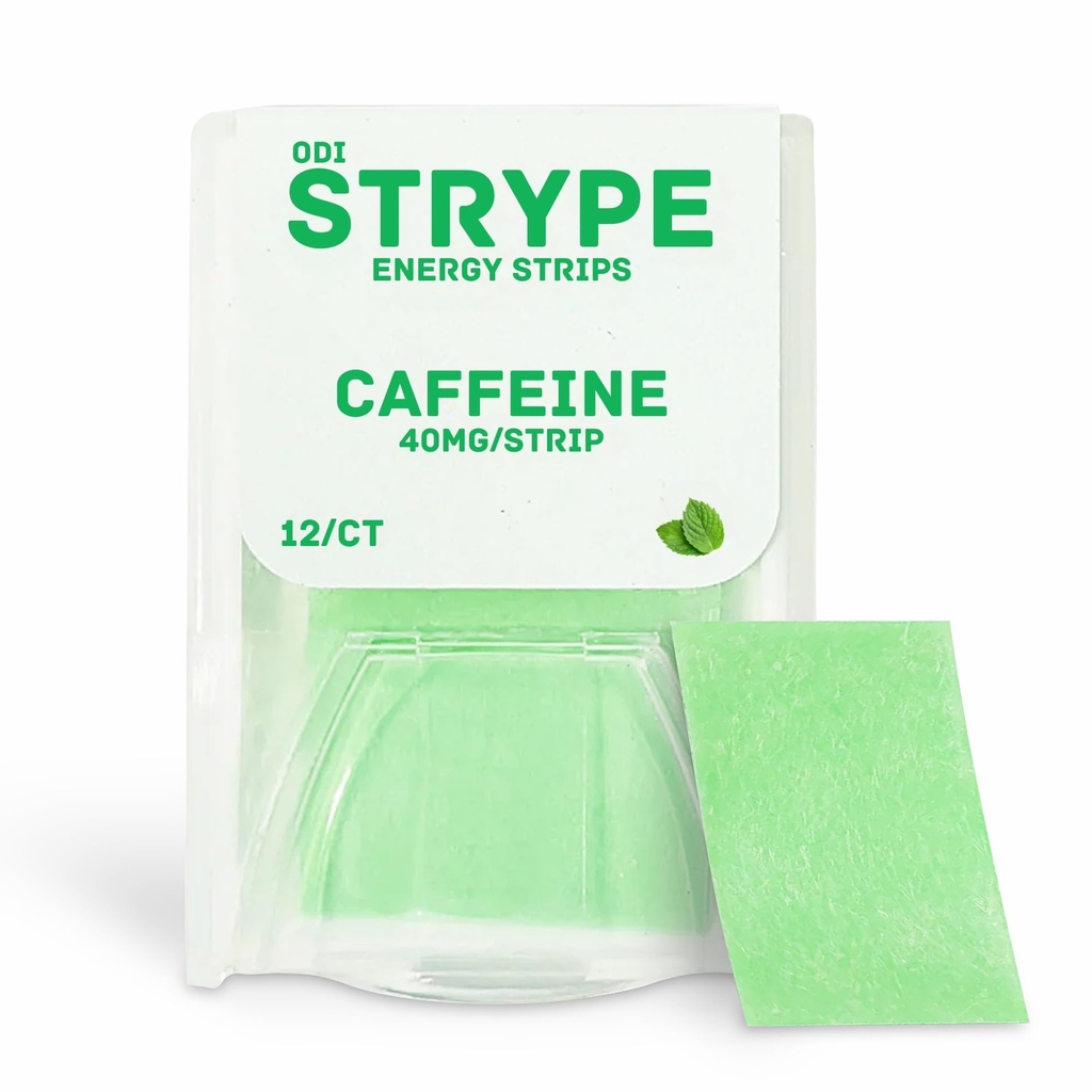Energistriber (124; øjeblikkelig koffein i en strimmel) 124; 80mg pr Servering (124; Portable Koffein + Breature Mints) 124; Zero Calories & Zero Sugar (124; Spearmint Flavor) 124; 12 Strips pr. pakke