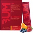 RAW elektrolyter Powder Hydration Drink Mix Pakker, BUM Hydrate (Fruit Punch, 20 Servering) - Elektrolyte Hydration Pakker understøtter muskelfunktion & Endurance - Keto Free Elektrolyter Powder Pakker