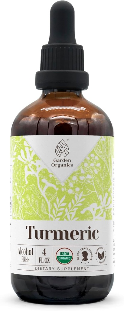 Gurkemeje USDA Organic Alcohol- Free Extract MSD 124; Kosttilskud, højpotens Tinktur MSD 124; Naturlig Certificeret Økologisk Gurkemeje (Curcuma Longa) Tørret rod (4 oz)