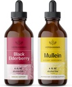 HERBAMAMA Herbal Liquid Drops Kit - Bundle of Black Elderberry Extract og Mullein Leaf Tincture 4 fl oz - Vegan, Non- GMO, Sugar & Alcohol- Free - 2 Pack