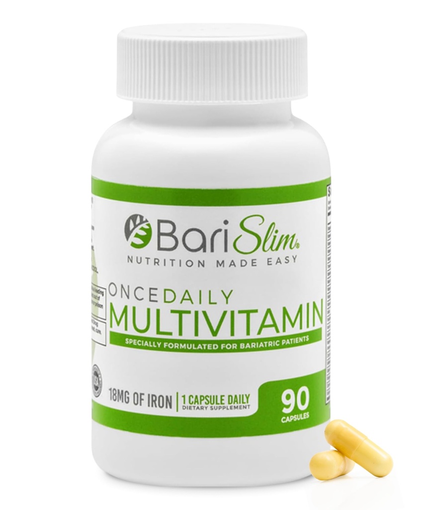 BariSlim En gang daglig Bariatric Multivitamin Capsule - 18 mg jern - Bariatric Vitamin & supplement til postkirurgi herunder Gastric Bypass & Gastric Sleeve