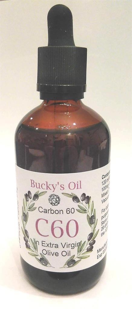 C60 - 120ml Ekstra Virgin Olivenolie med 100 mg Carbon 60 99,95% i opløsning.