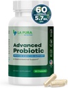 LaPura Advanced Probiotic - Premium fordøjelsesstøtte til Gut & immunforsvar, 60 kapsler - 5.75 Millioner CFU Probiotika herunder DE111 stamme (Bacillus subtilis) - Non- GMO, Gluten- fri, Lavet i USA