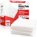 EVERLIT [Extra- Thick] 4 "x4" Sterile Gauze Pad 12-Ply, 100 Pack, Individuel indpakket, Ultra Absorbent Large Non- Woven Medical Gauze Sponges for Skøge Care Home Førstehjælp Kit