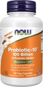 Now Foods Supplements, Probiotic- 10 ™, 100 Millioner, med 10 Probiotiske Strops, Dairy, Soy og Gluten Free, Strain Verified, 60 Veg Kapsler