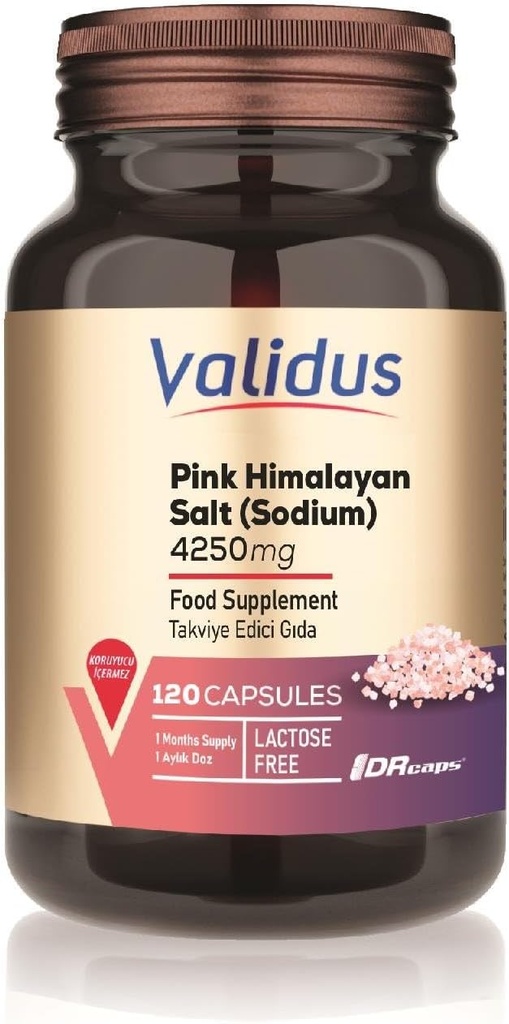 Validus Pink Himalayan Salt Sodyum 200 mg 120 Kapsler (Draps)