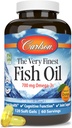 Carlson - The Very Finest Fish Oil, 700 mg Omega-3s, Norwegian Fish Oil Supplement, Wild Caught Omega 3 Fish Oil, Sustainably Sourced Fish Oil Capsules, Omega 3 Supplement, Orange, 120 Softgels