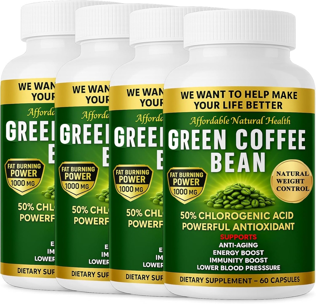 Green Coffee Bean Extract, 100% Pure Green Coffee Bean Kapsler, 50% Chlorogen Acid, 10.000 mg Styrke, 240 Kapsler, 8 måneder Supply, Non- GMO og Gluten Free, Traditional Herbal Supplement