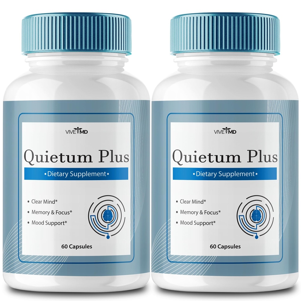 Vive MD Quietum Plus Tinnitus Relief til Ringende Øre - Rapid Ear Ringing Relief, Clear Tinnitus, og Holistisk Tinnitus Behandling med 60 kapsler per flaske (2 Pack)