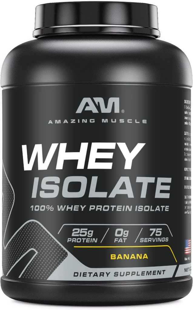 Amazing Muscle Whey Protein Isolate Powder Buddy 124; 25 Bedste Protein Per Serving Buddy 124; 100% Whey Isolate Buddy 124; Zero Fat Buddy 124; Lavet i USA (5 Lb, Banana)