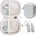 CaseSack Case for Hearing Aids kompatibel med EarCENY EasyCharge Genopladelig Hearing Aids også for Otofonix Elite / Encore, Banglijian, Britzgo, My Tone, LIGINN, Blads, Lexie, Tweak (sølv)