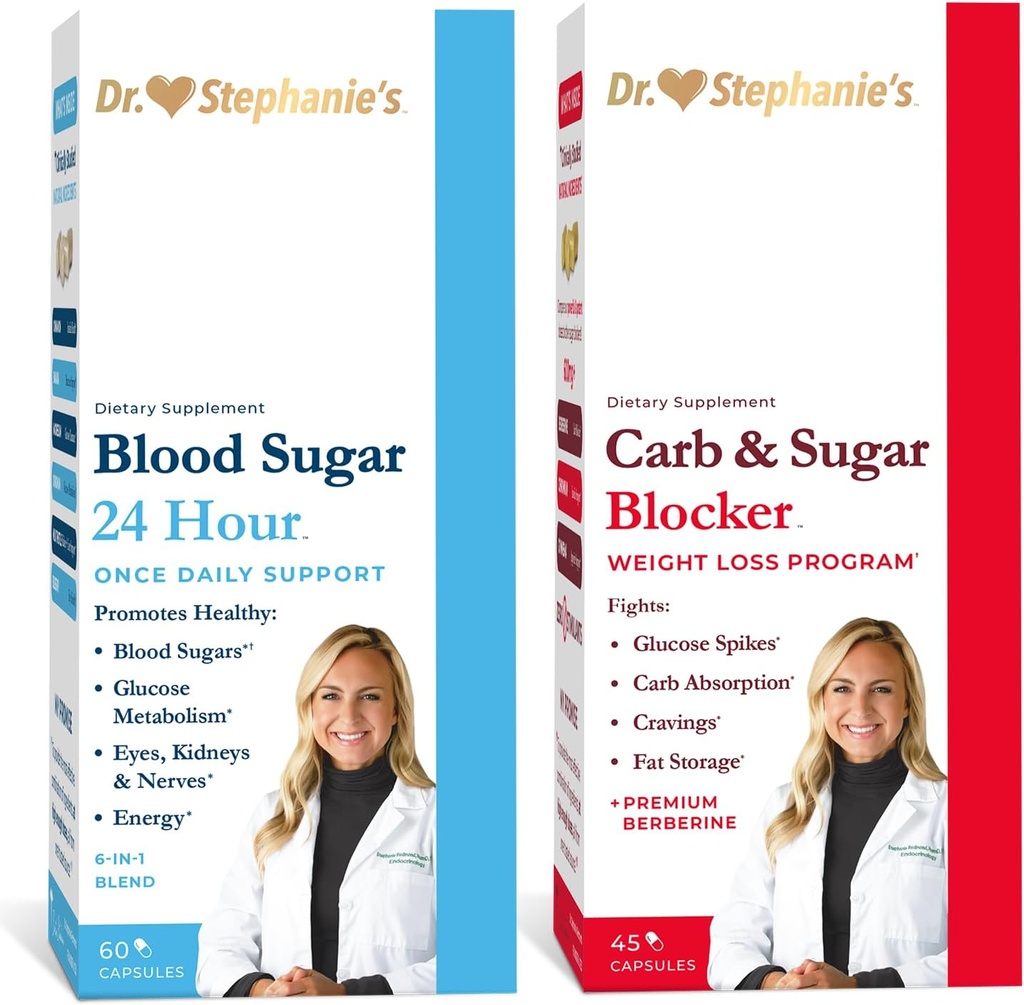 Dr. Stephanie 's Bundle Pack - 24 timers support + Carb & Sugar Blocker - Dagligt tillæg