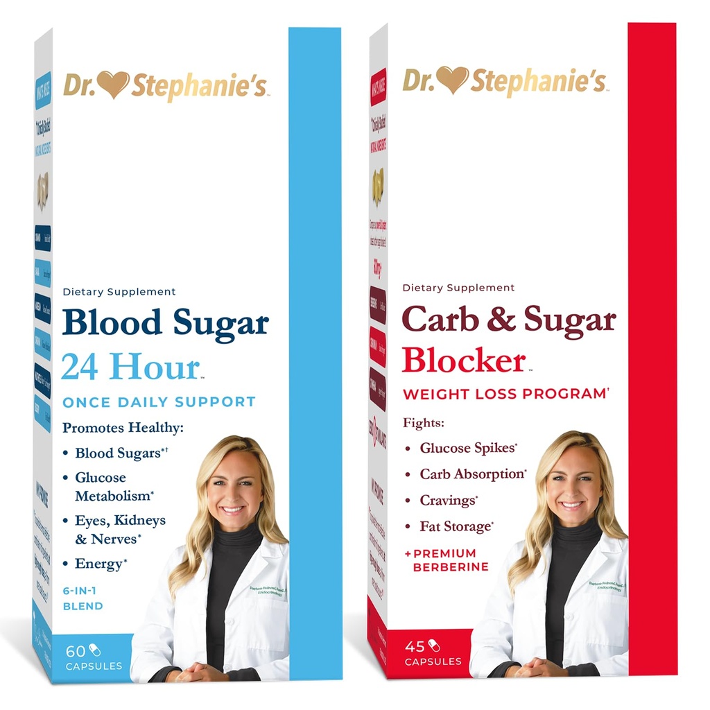 Dr. Stephanie 's Bundle Pack - 24 timers support + Carb & Sugar Blocker - Dagligt tillæg
