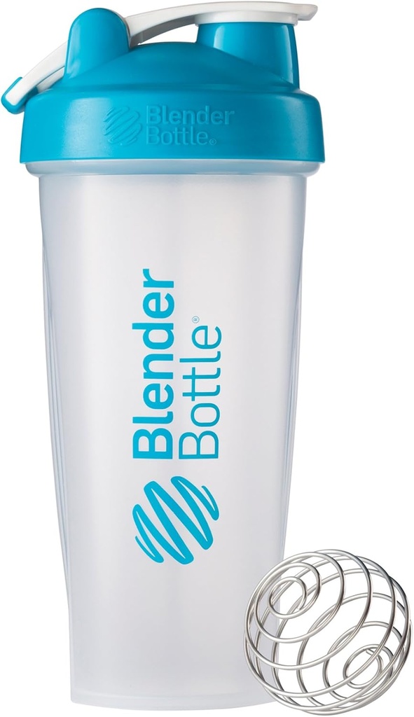 BlenderFlaske Classic Loop Top Shaker Flaske, 28-Ounce, Clear / Aqua