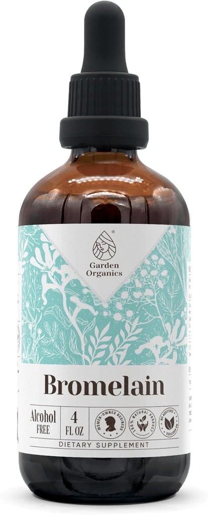 Bromelain Alcohol-Free Natural Tincture Extract, Immune System Booster, Liquid Drops Made from 100% Wildcrafted Bromelain, Pineapple (Ananas comosus) Dried Stem and Fruit (4 fl oz)