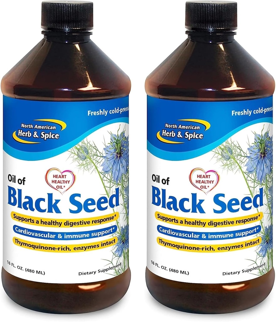 NORDAMERICAN HERB & SPICE Black Seed Oil - 16 fl oz, pakke af 2 - fordøjelsesstøtte og immunforsvar - non-GMO - 192 Total Servering