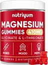Magnesium Glycinate Gummies for voksne & Børn - 410mg Elemental Magnesium L- Threonate Chewables for Bones & Memory Support, Calm Mood - 2 Months Supply Magnesium Gummies Supplement Complex - 60 stk