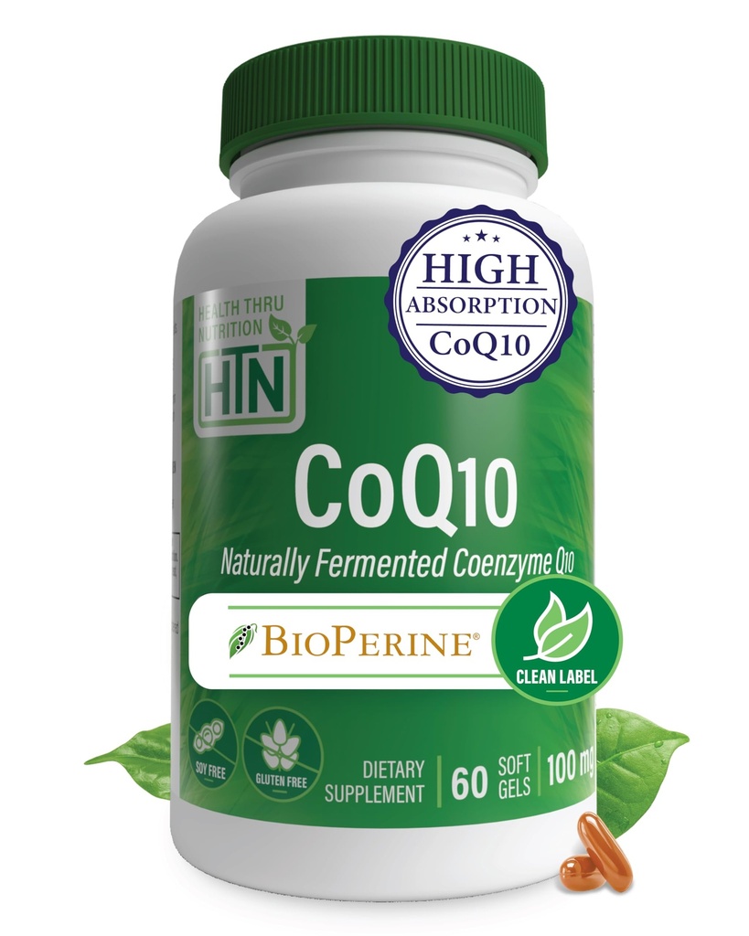Health Thru Nutrition CoQ- 10 100mg med BioPerine 60 Softgels