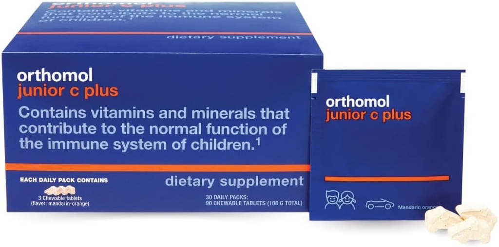 Orthomol Immun Junior C Plus, Kid 's Multivitamin, Tangerine Flavor, 30-dages forsyning