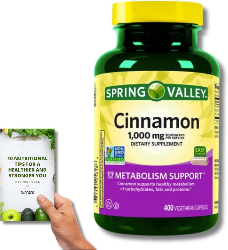Forår Valley kanel Kosttilskud - 1.000mg, 400 Vegetære kapsler + 'Nutritional Guide'