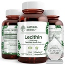 Naturlig Nutra Soy Lecithin 1200 mg Kosttilskud - Hjerne funktion, Lever sundhed, Hepls Brystsundhed, hukommelse boosting supplement - Gluten- fri, BPA- fri, 100 Softgels i genanvendelige glasflasker