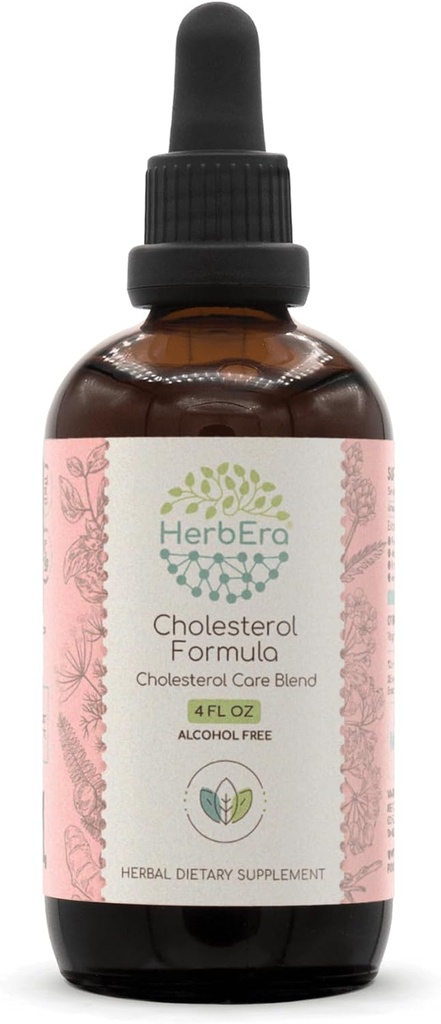 HerbEra Cholesterol Formel B120 Alkohol- Free Extract Tinktur Artichoke Leaf, Hawthorn Leaf og Flower, Fennikelfrø, Gurkemeje Root, Ashwagandha Root, Amla Berry. Kolesterol Care Blend 4 Fl Oz
