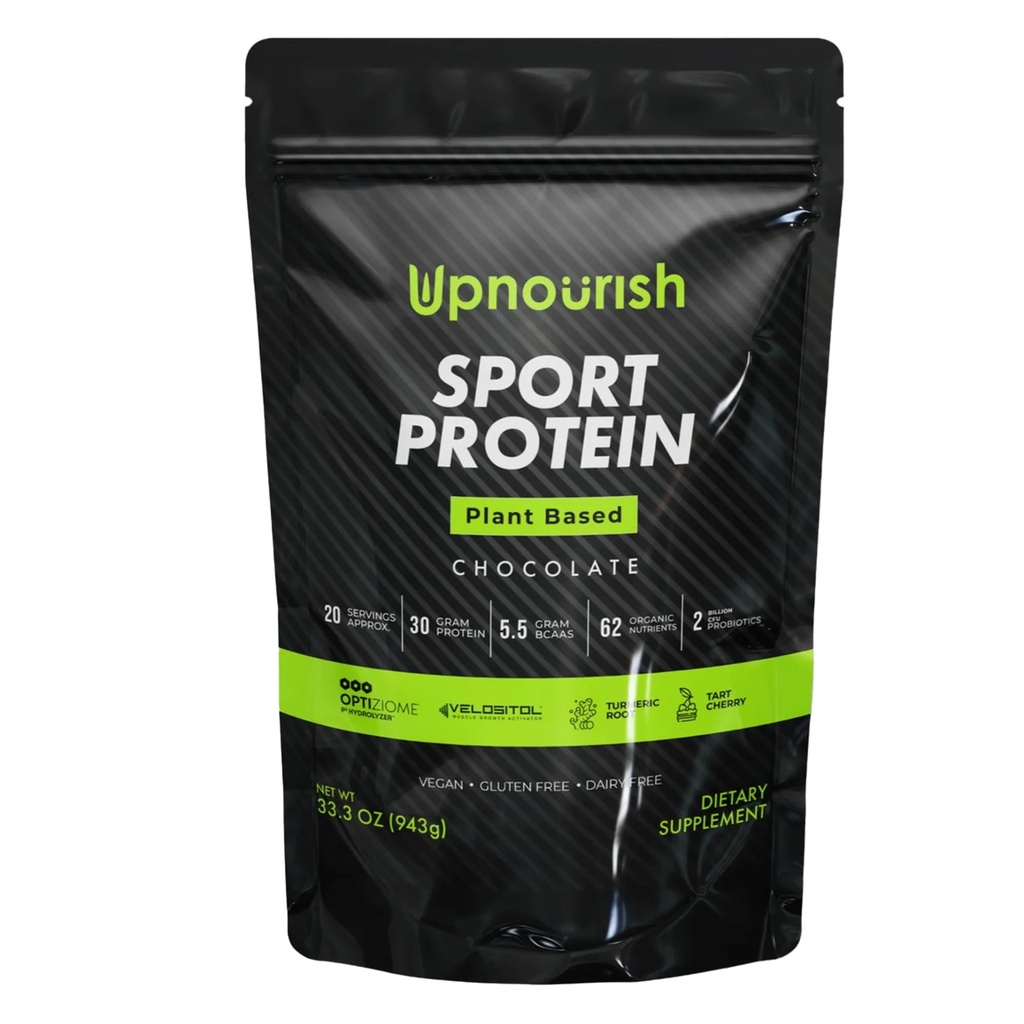 Vegansk Sport Protein Powder Chokolade 20 portioner - 30g Plant Based Protein, VELOSITOR, BCAA, Organic Green & Fruits, Probiotika, Tart Cherry for Post Workout Recovery, Informer Sports Certified Keto