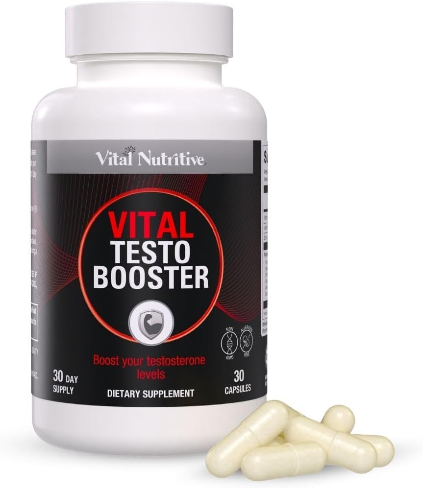 Vital Testo Booster - Natural Testosteron Support for mænd; Promodes Energy, Stamina, og Vitality