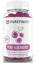 PUREFINITY Elderberry Gummies med Sambucus, C-vitamin og zink - din perfekte daglige 3-in-1 supplement til børn og voksne - Gluten Free, Non- GMO, Vegan, 60 Greve