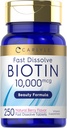Carlyle Biotin 10000mcg- 124; 250 Fast Opløs tablets - 124; Max Strength - 124; Vegetar, Non- GMO, Gluten Free Supplement